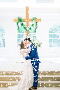 Florida Bride and Groom Intimate First Kiss Wedding Portrait | Tampa Bay Wedding Ceremony Venue Harborside Chapel | Tampa Bay Wedding Photographers Shauna and Jordon Photography