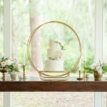 Tampa Wedding Cakes and Desserts | Tampa Bay Cake Company | Dusty Rose Styled Wedding Cake with Gold Loop Frame Accent