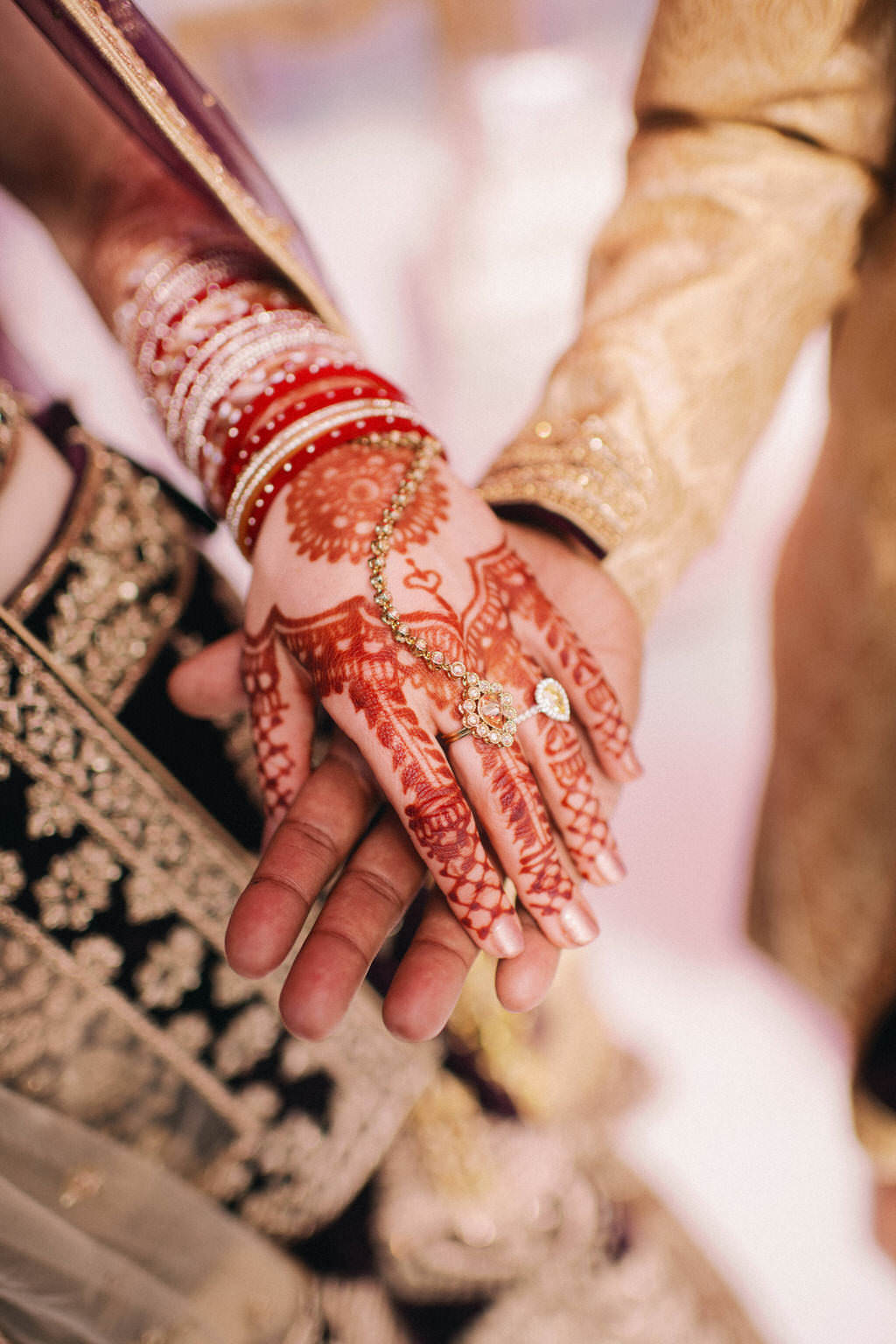 Closeup Wedding Portrait of Indian Bridal Mehndi Henna Tattoo