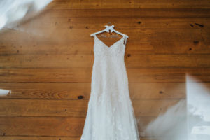 Romantic Lace and Illusion V Neckline Wedding Dress on Custom Hanger