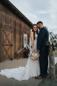 Romantic Bride and Groom Outdoor Wedding Portrait | Tampa Rustic Wedding Barn Venue Rafter J Ranch
