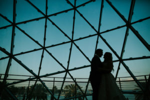 Artistic Tampa Bride and Groom Silhouette Wedding Portrait | Downtown St. Pete Wedding Venue Salvador Dali Museum