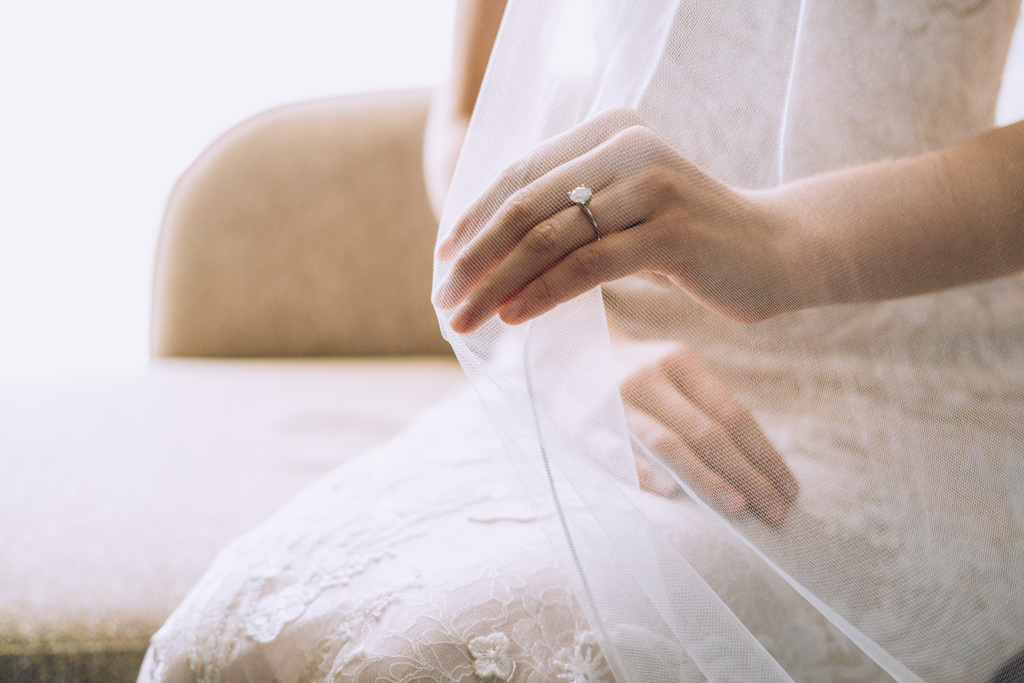 Florida Bride Up Close Wedding Details Portrait of Solitaire Diamond Engagement Ring | Styled Shoot