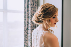 Tampa Bay Bride Beauty Wedding Portrait, Romantic Updo and Neutral Makeup with Bold Red Lip | Wedding Makeup Artist Michele Renee the Studio | Wedding Styled Shoot