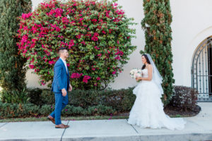 Tampa Bay Bride and Groom First Look Wedding Portrait | Tampa Wedding Venue The Westshore Yacht Club