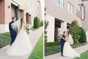 Classic Elegant Bride and Groom Outdoor Wedding Portrait | South Tampa Wedding Venue The Epicurean Hotel