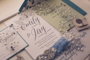 Simple Rustic-Chic Inspired Silver Gray Wedding Invitation Suite, Blue Lace Garter | Tampa Bay Stationery Design A&P Design Co | Florida Luxury Wedding Photographer Luxe Light Images