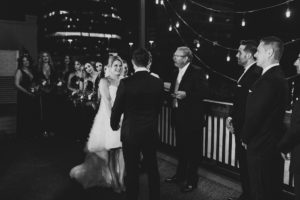 Romantic Modern Bride and Groom Exchanging Vows Wedding Ceremony Portrait | Rooftop St. Pete Wedding Venue Station House