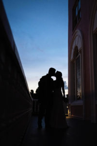 Romantic Florida Bride and Groom Kissing at Sunset Photo | Historic Tampa Bay Wedding Venue The Don CeSar