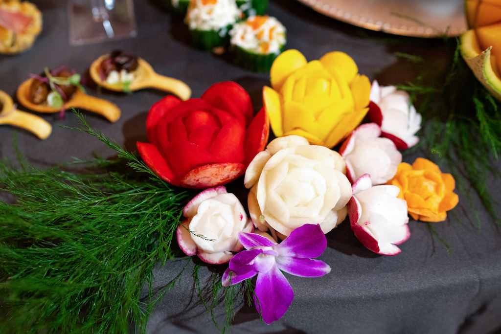 Carved Flower Vegetables | Best Tampa Bay Wedding Caterer Amici's Catered Cuisine | Grind & Press Photography