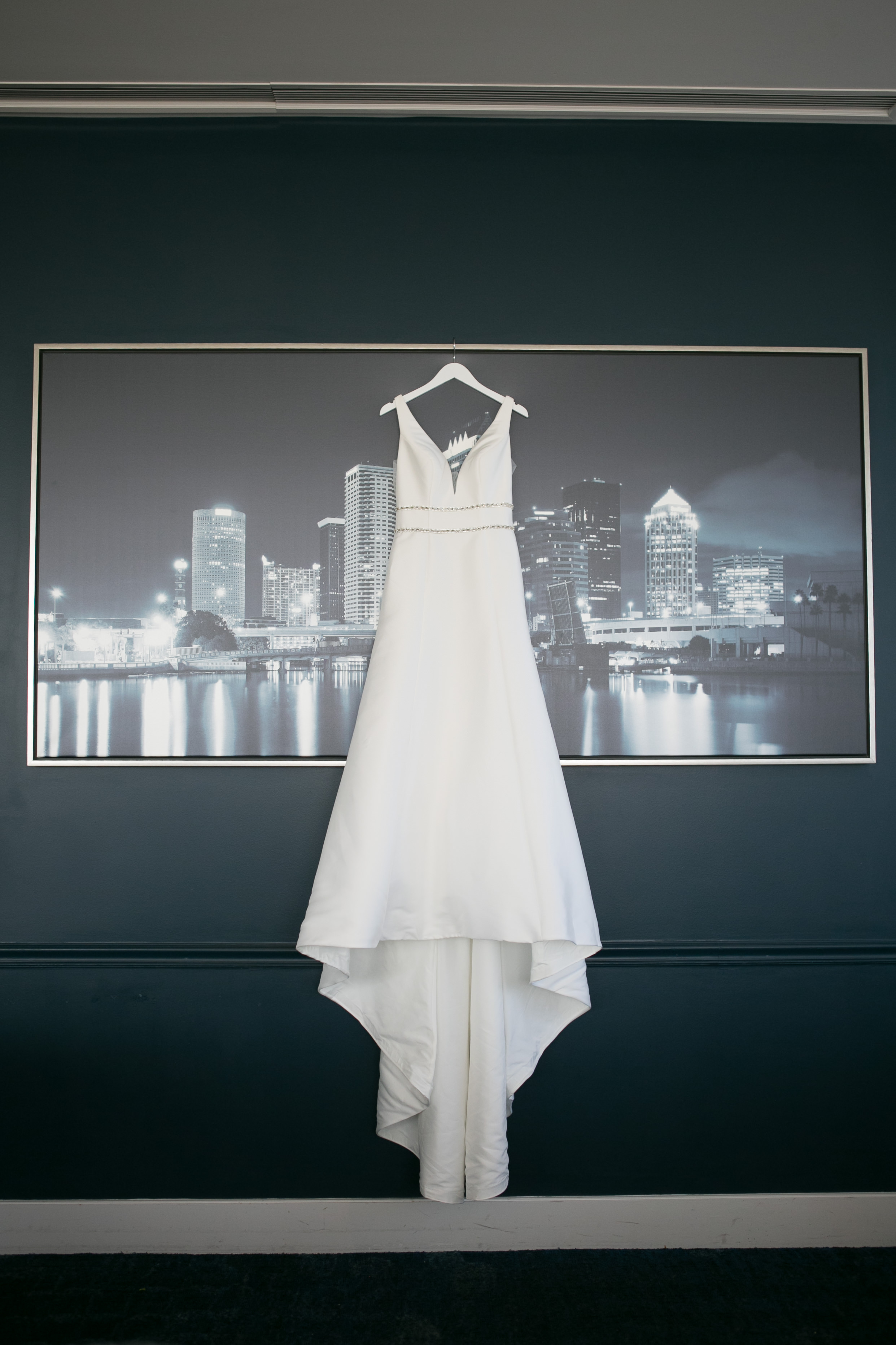 Classic V Neck A-Line Wedding Dress with Rhinestone Beading Accent | Tampa Bridal Wedding Dress Boutique Truly Forever Bridal | Wedding Photographer Carrie Wildes Photography