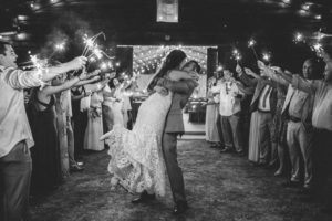 Tampa Bay Bride and Groom Sparkler Wedding Exit Portrait | Plant City Outdoor Wedding Venue Florida Rustic Barn Weddings