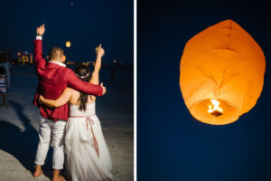 St. Petersburg Bride and Groom Wedding Portrait with Floating Paper Lantern