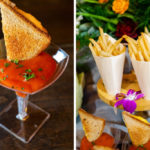 Tomato Bisque Shooter Topped with Mini Grilled Cheese | Hand Cut Garlic Parmesan French Fries served in a Bamboo Cone | Wedding Menu Appetizers | Best Tampa Bay Wedding Caterer Amici's Catered Cuisine | Grind & Press Photography