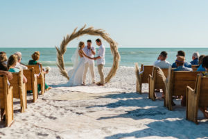 Longboat Key Club Beachfront Wedding Ceremony with Beach Grass Wedding Ceremony Arch | Resort at Longboat Key Club Waterfront Beach Wedding Venue