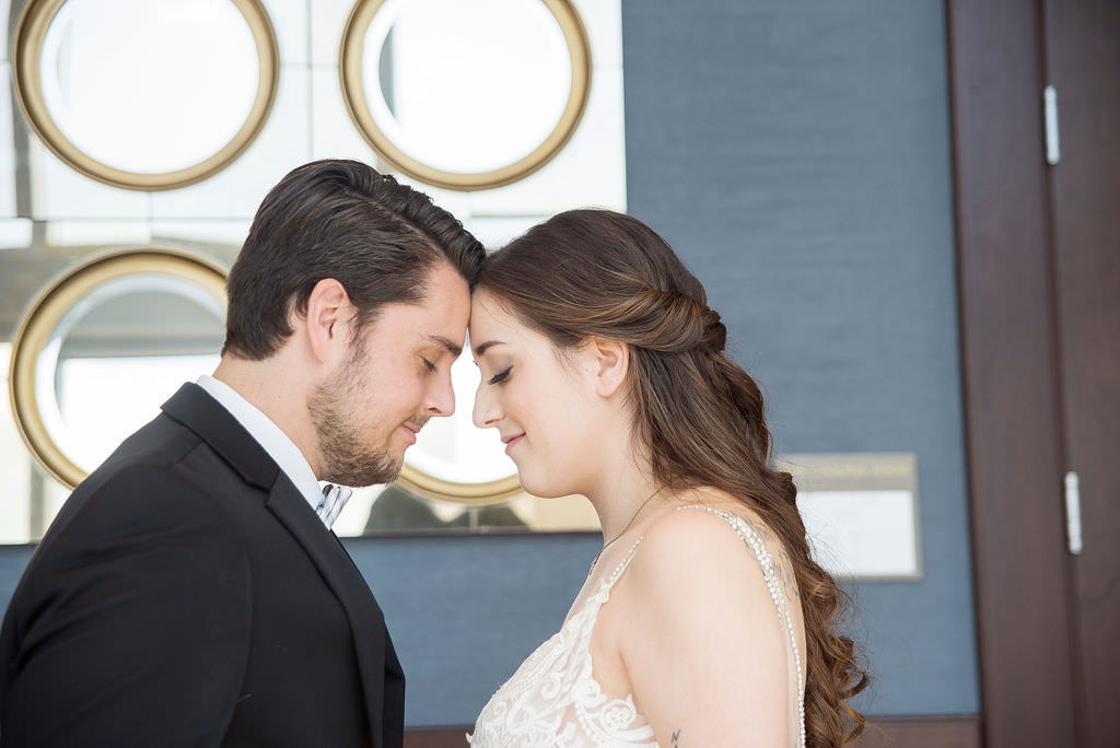 Florida Intimate Bride and Groom Wedding Portrait | Tampa Bay Wedding Photographer Kristen Marie Photography | St. Pete Wedding Hair and Makeup LDM Beauty Group