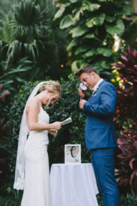 Emotional Bride and Groom Reading Personal Vows During Wedding Ceremony Portrait | Tampa Bay Wedding Photographer Kera Photography | Wedding Dress Shop Truly Forever Bridal