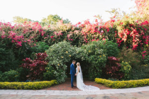 Romantic Lush and Colorful Gardens, Bride and Groom Wedding Portrait | Tampa Bay Wedding Photographer Kera Photography | St. Petersburg Wedding Ceremony Venue Sunken Gardens