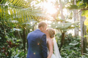 Romantic Sunset Garden St. Petersburg Bride and Groom Wedding Portrait | Tampa Bay Wedding Photographer Kera Photography