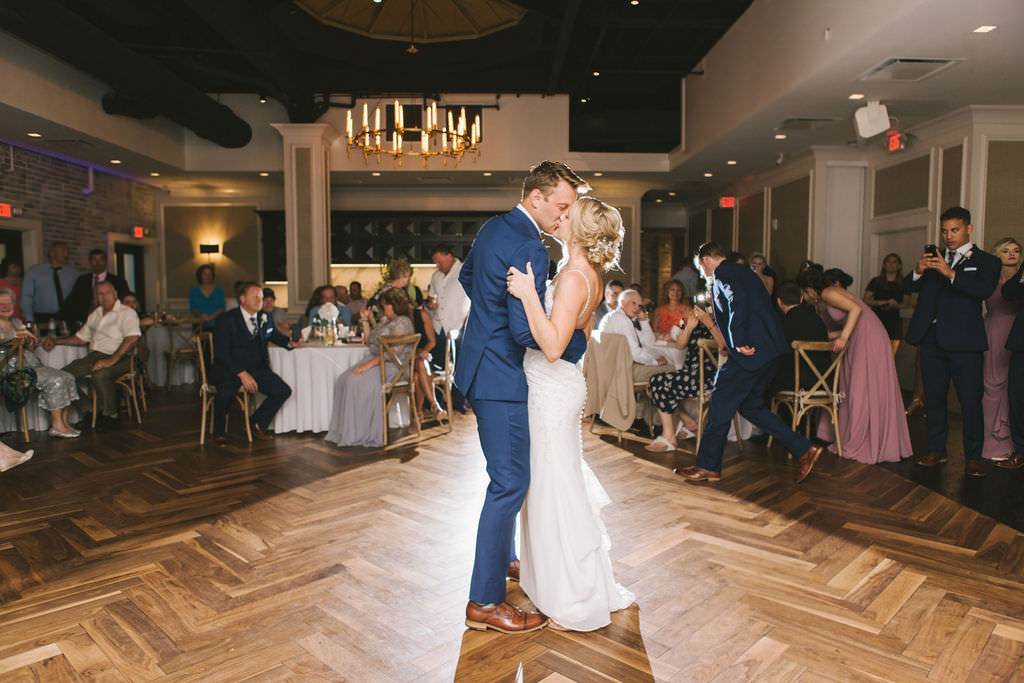 Romantic Bride and Groom First Dance Wedding Portrait | Tampa Bay Wedding Photographer Kera Photography | St. Petersburg Wedding Reception Venue Red Mesa Events | Wedding Dress Shop Truly Forever Bridal