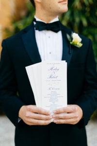 Classic Elegant Navy Blue and White Script Wedding Programs