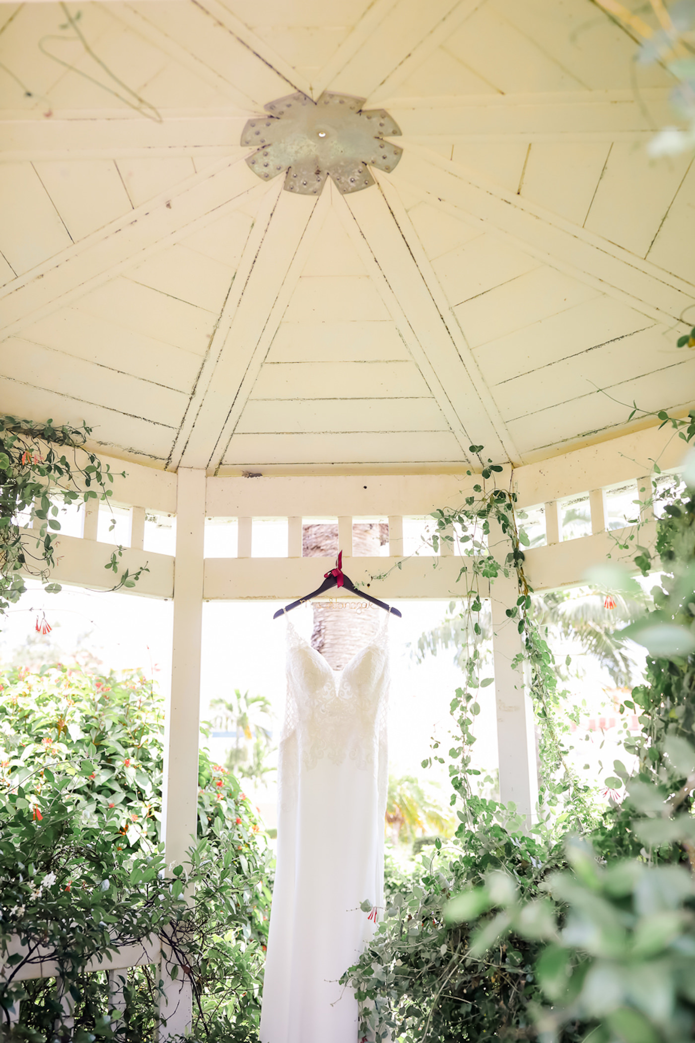 Romantic Stella York Wedding Dress Hanging | Tampa Bay Wedding Photographer Lifelong Photography Studios