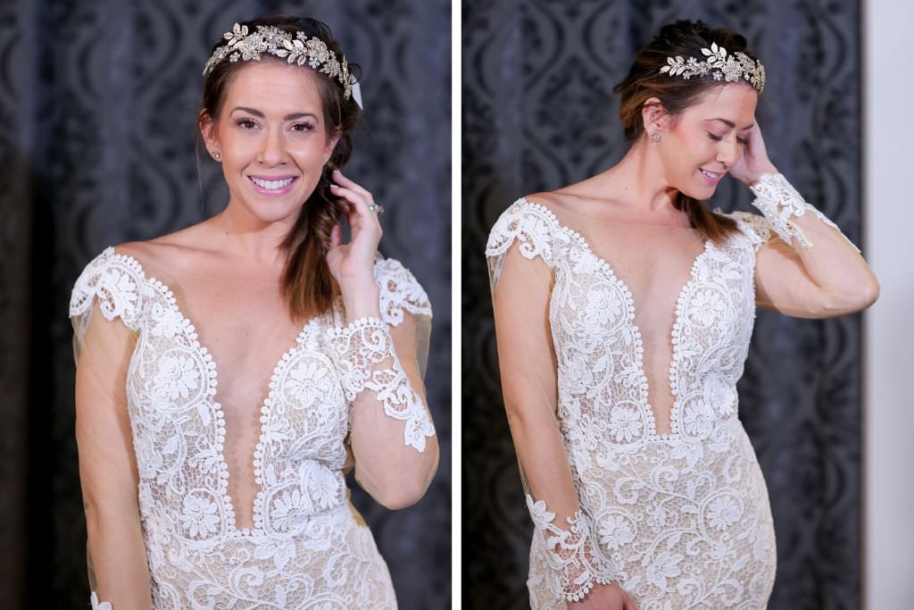 Marry Me Tampa Bay Before 5 Networking Event | Nikki's Glitz and Glam Bridal Boutique | Lifelong Photography Studio | Plunging Lace Illusion Long Sleeve Wedding Dress