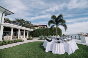 Waterfront Wedding Reception with Buffet Catering Setup