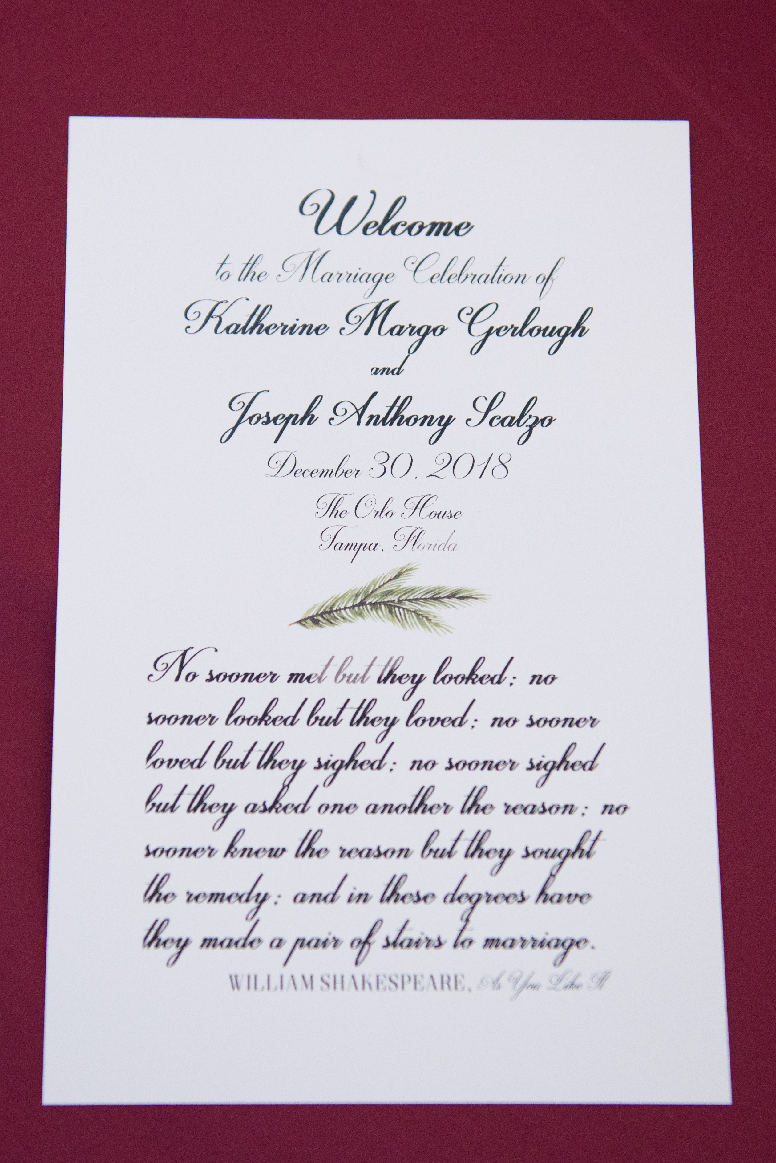 Christmas Inspired Script Wedding Welcome Sign | Tampa Bay Wedding Photographer Carrie Wildes Photography