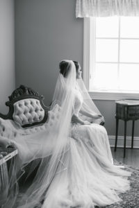 Romantic Tampa Bay Bride Beauty Wedding Portrait Wearing Full Length Veil