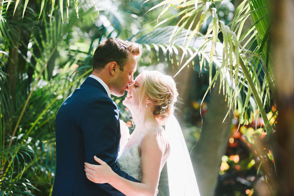St. Petersburg Bride and Groom First Look Garden Wedding Portrait | Tampa Bay Wedding Photographer Kera Photography