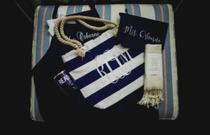 Nautical Bridal Detail Shot, Navy and White Striped Monogram Tote, Personalized Cup, Customized Makeup Bag