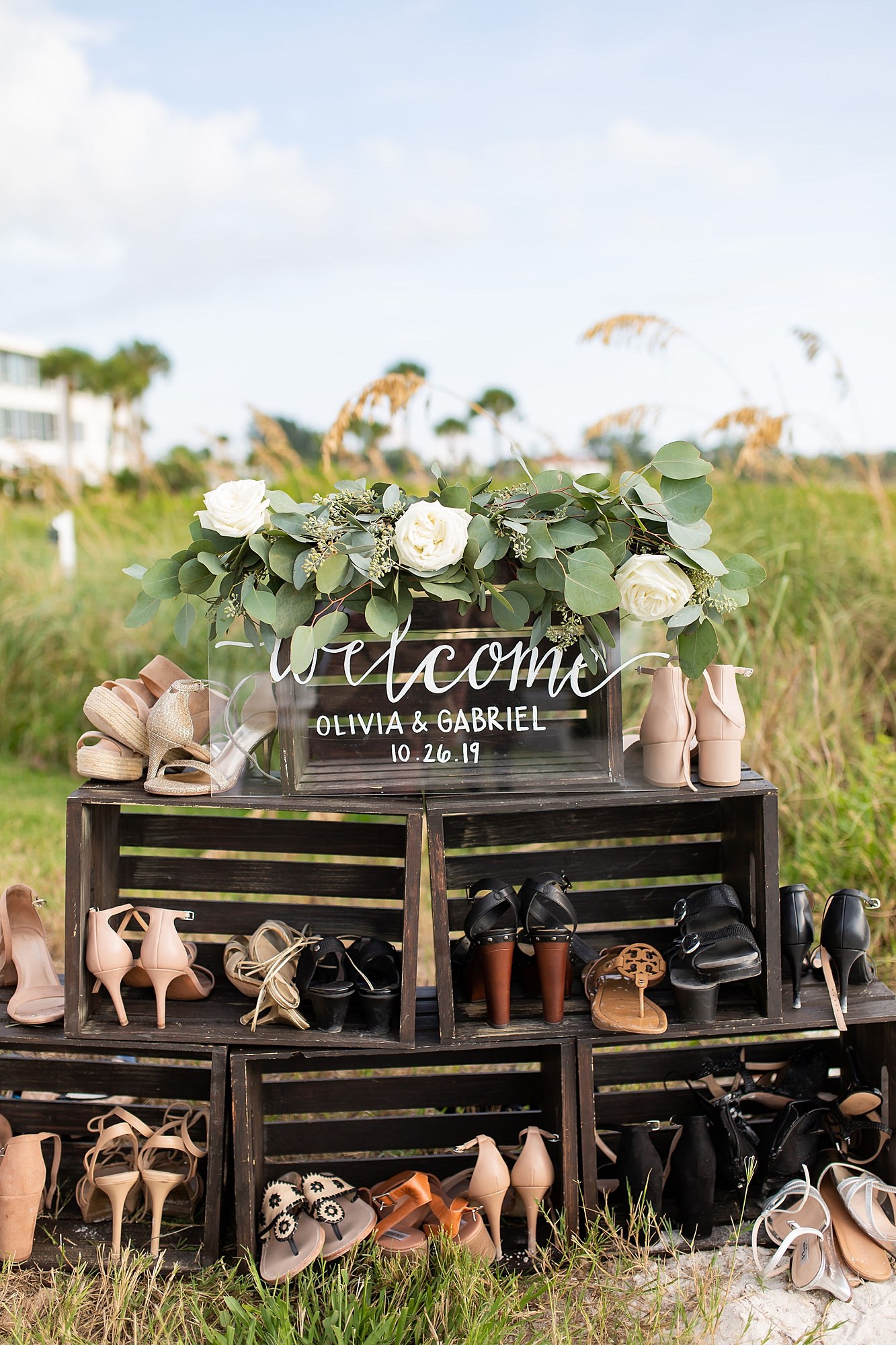 Florida Beach Wedding Shoe Station | Beach Wedding Decor Ideas