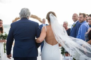 Florida Beach Bride Walking the Aisle with Father Wedding Processional Portrait