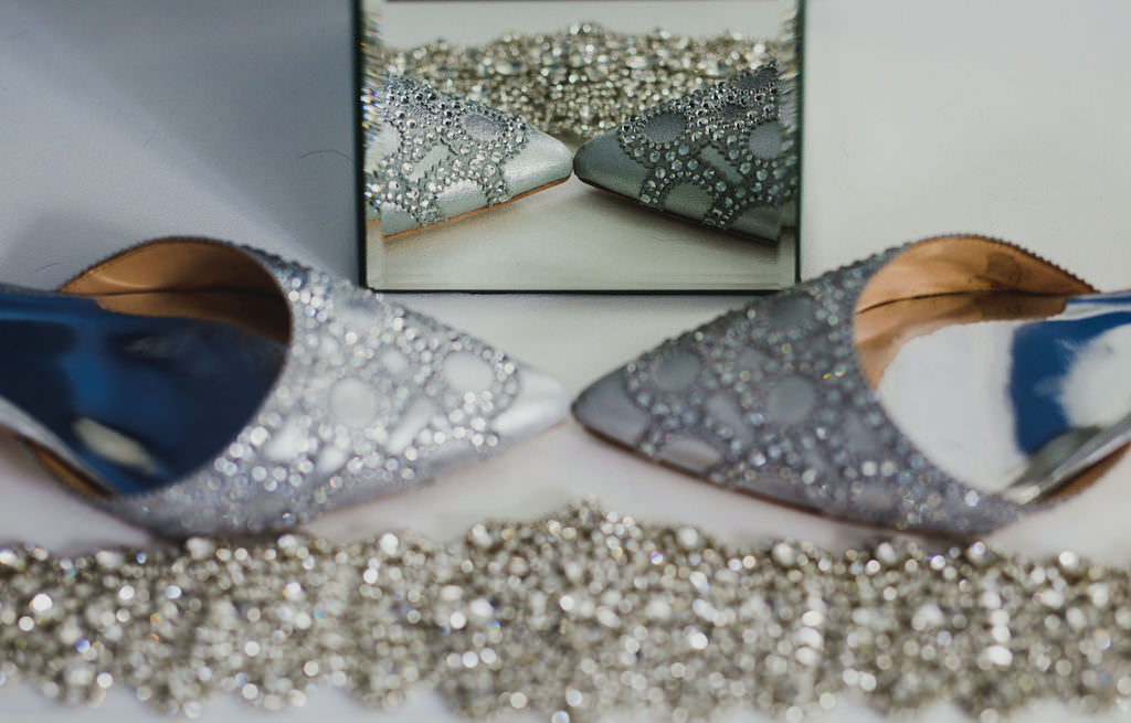 Modern Bridal Accessories Details, Rhinestone Sparkle Shoes and Garter Belt