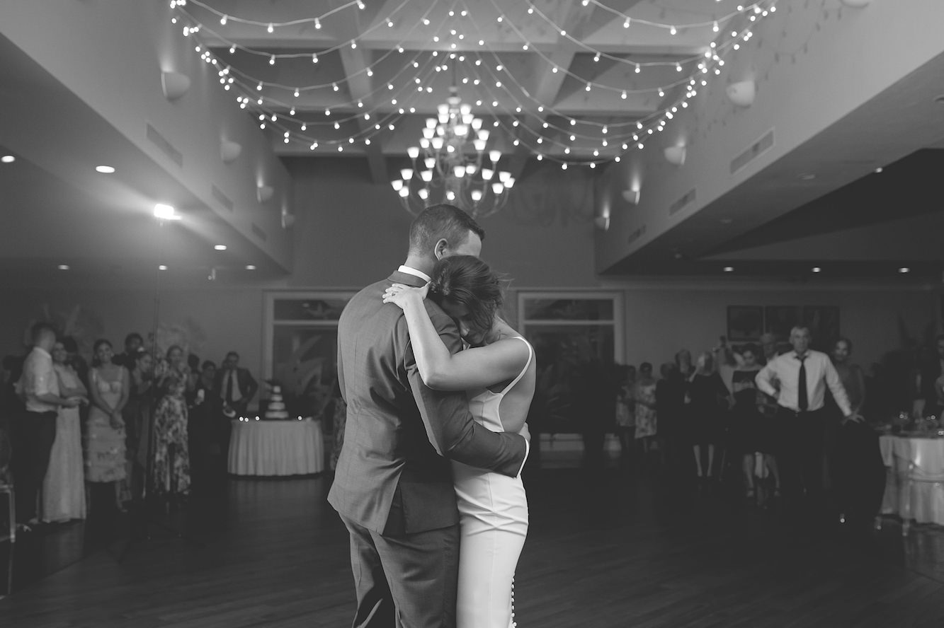 Bride and Groom Ballroom Reception First Dance Wedding Portrait | Sarasota Beach Wedding Longboat Key Club