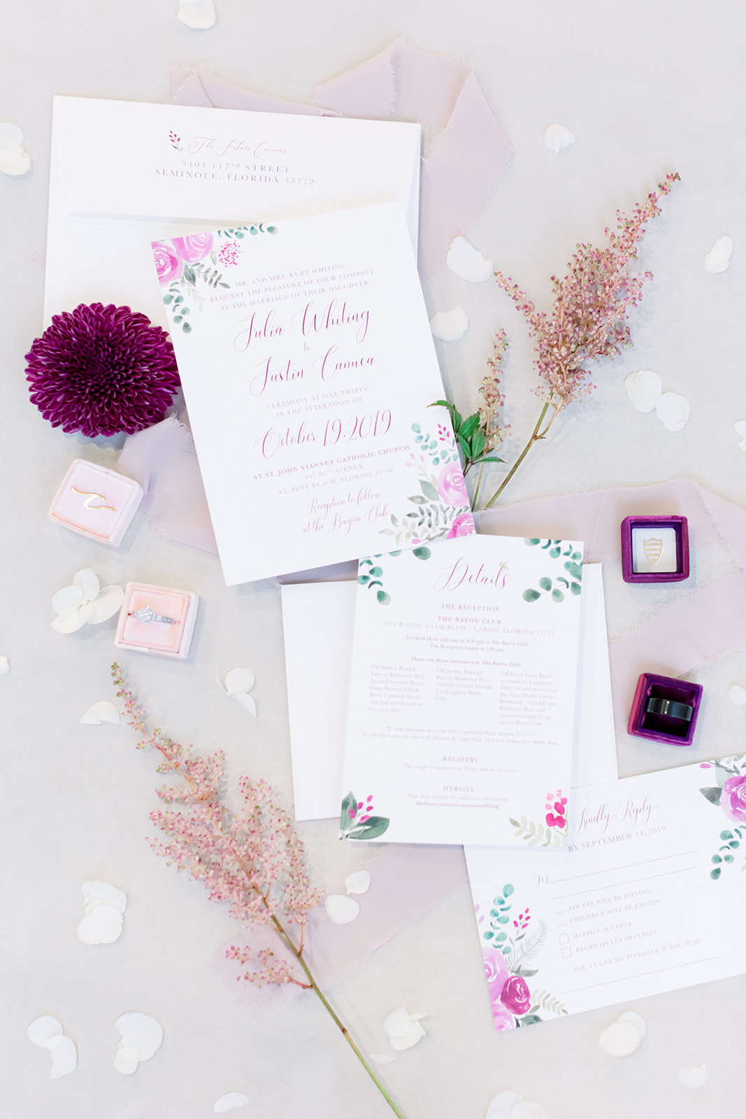 Rustic Elegant Pink Floral Wedding Invitation Suite | Tampa Bay Wedding Photographer Shauna and Jordon Photography