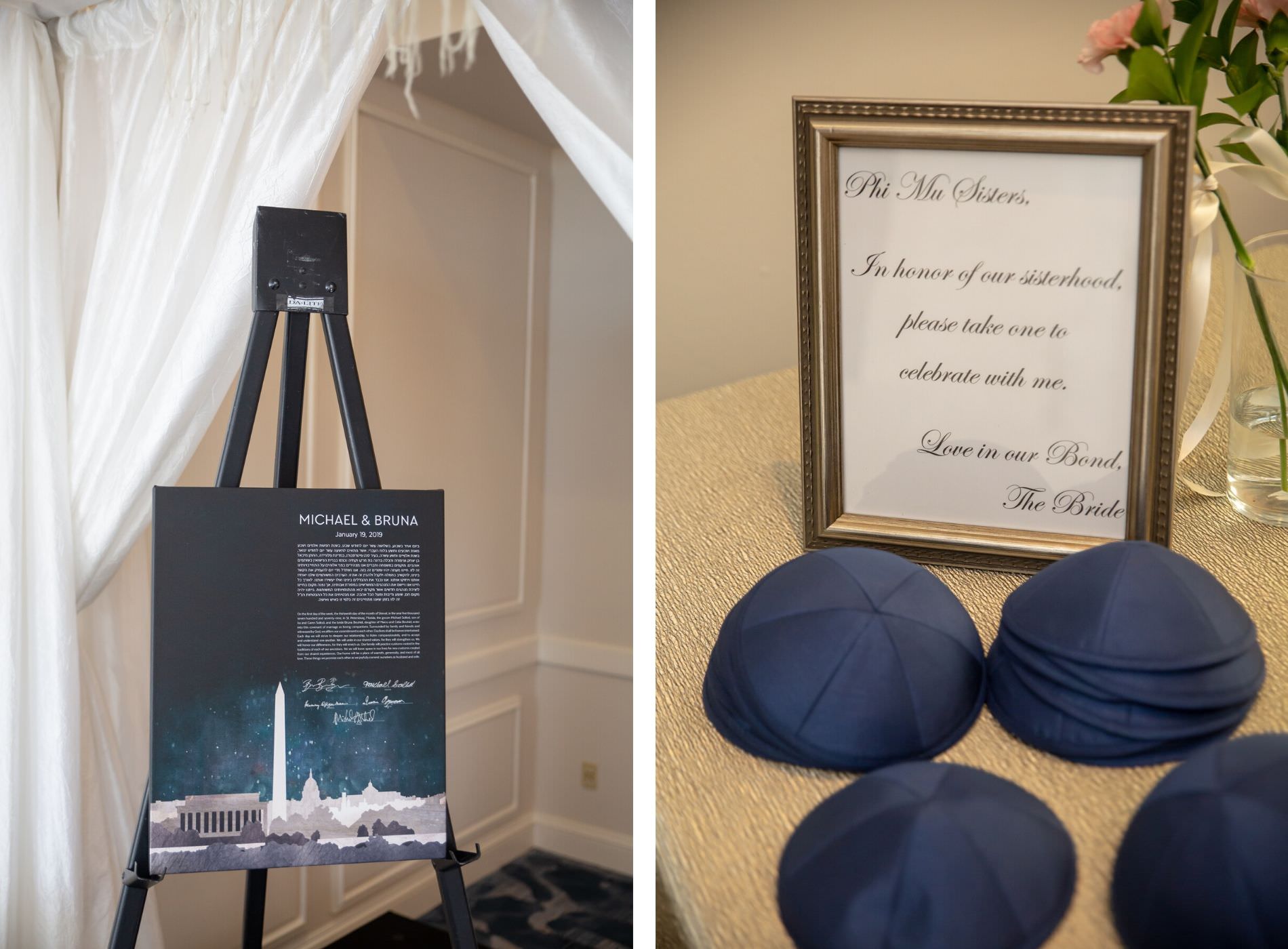 Jewish Wedding Ceremony Ketubah Sign and Yamaka Hats for Guests | Tampa Bay Wedding Planner UNIQUE Weddings + Events