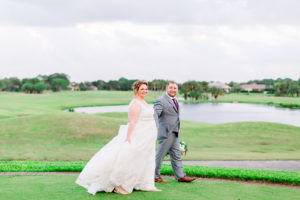 Rustic Bride in Lace Wedding Dress and Groom on Golf Course | Tampa Bay Wedding Photographer Shauna and Jordon Photography | Largo Florida Wedding Venue The Bayou Club