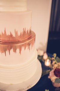 Classic Elegant White and Rose Gold Painted Wedding Cake | Wedding Photographer Luxe Light Images | Tampa Bay Wedding Cakes The Artistic Whisk