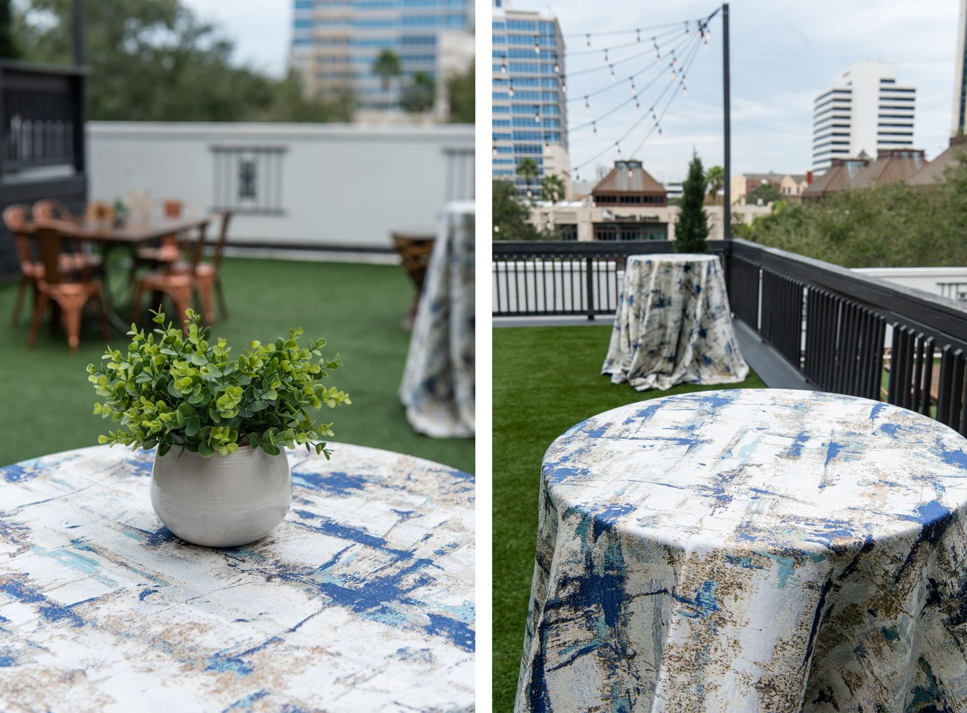 Downtown St. Pete Rooftop Wedding and Event Space Station House | Over the Top Rental Linens