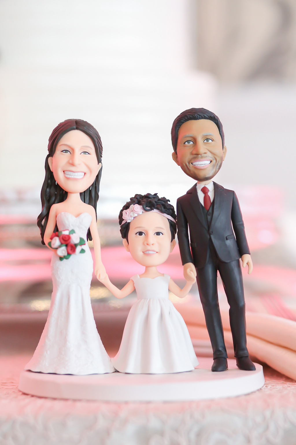 Custom Bride, Groom and Daughter Figurine Cake Topper | Wedding Photographer Lifelong Photography Studios