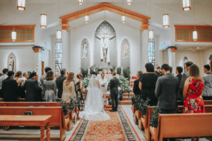 Classic Florida Bride and Groom During Catholic Church Service at St. Luke in Palm Harbor