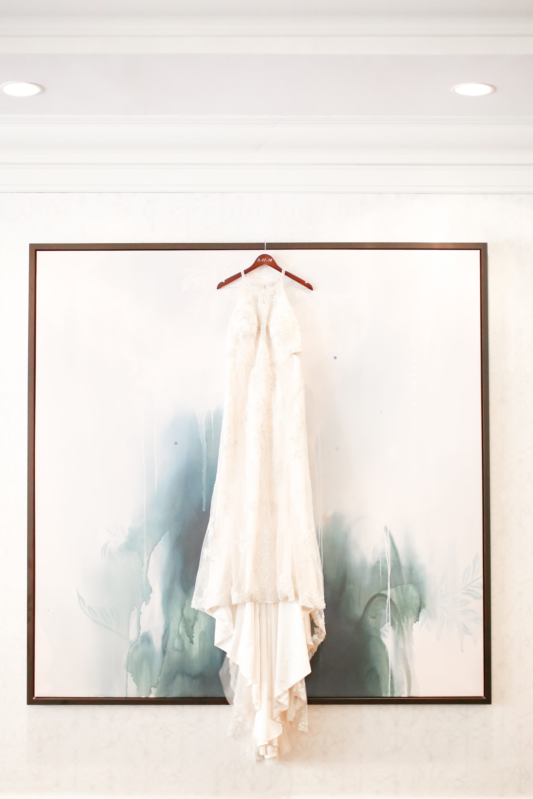 Maggie Sottero Wedding Dress Hanging | Florida Wedding Photographer Lifelong Photography Studios