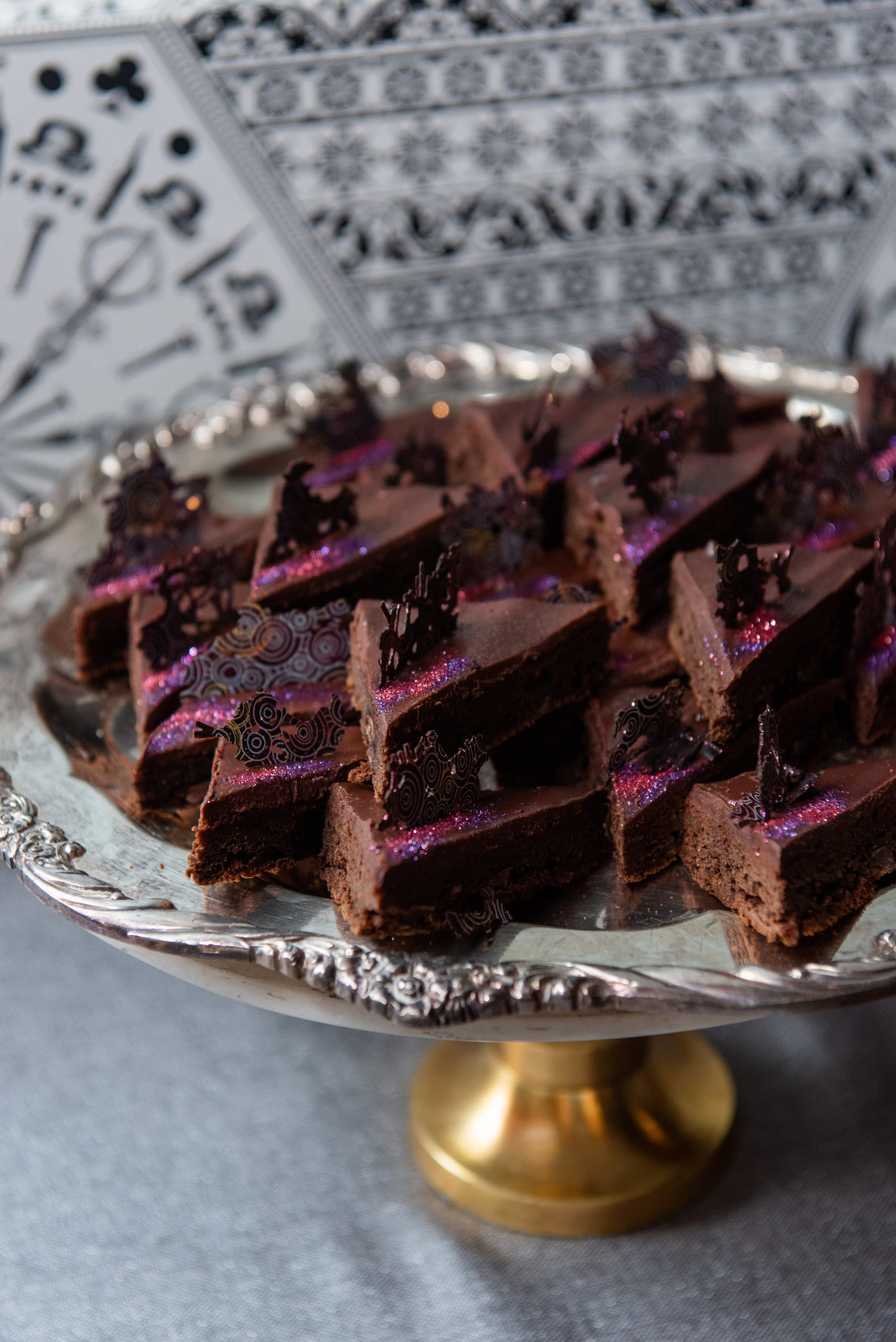 Edible Glitter Brownies with Creative Chocolate Decor Dessert by The Artistic Whisk
