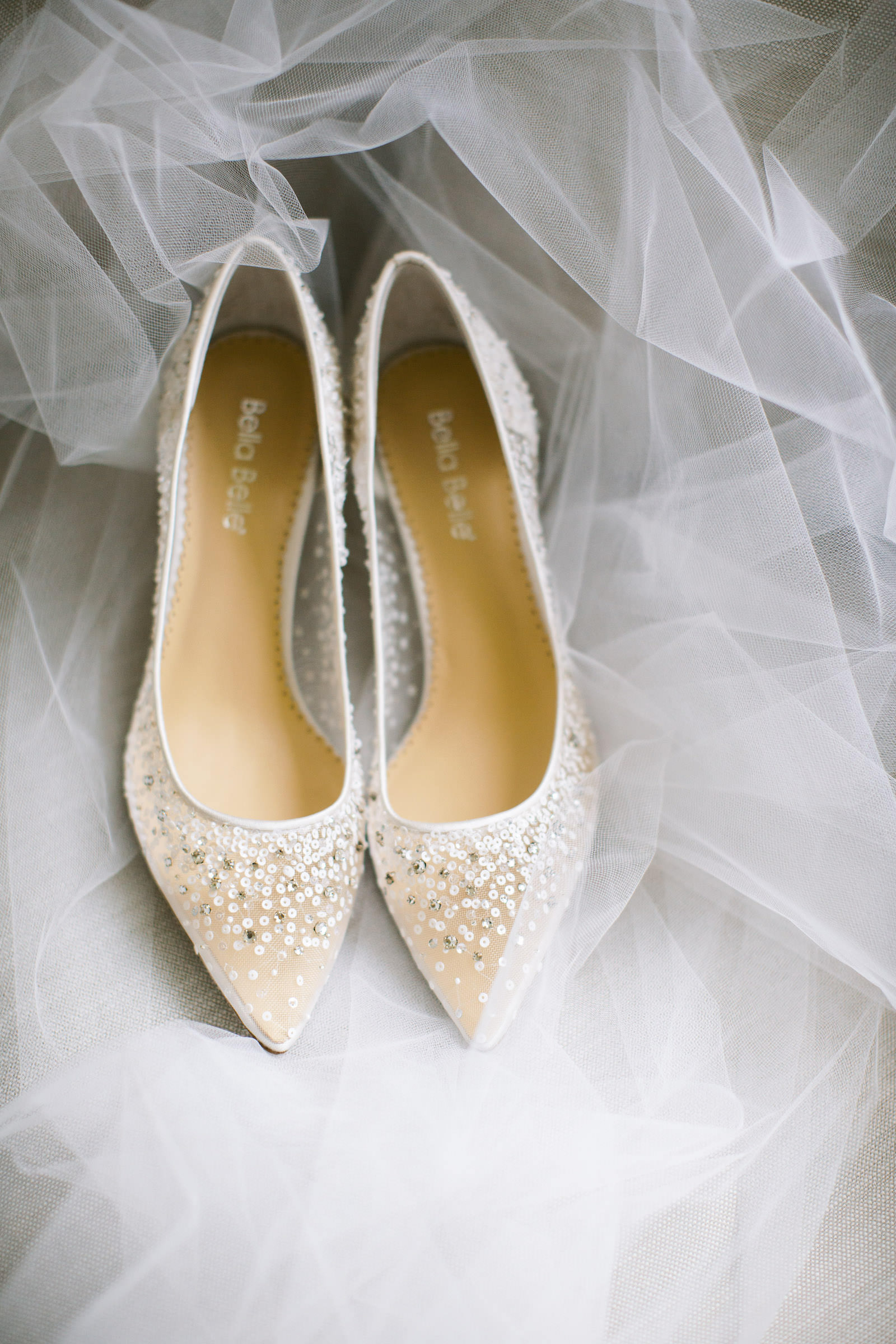Pointed Toe Illusion and Rhinestone Bride Wedding Shoes