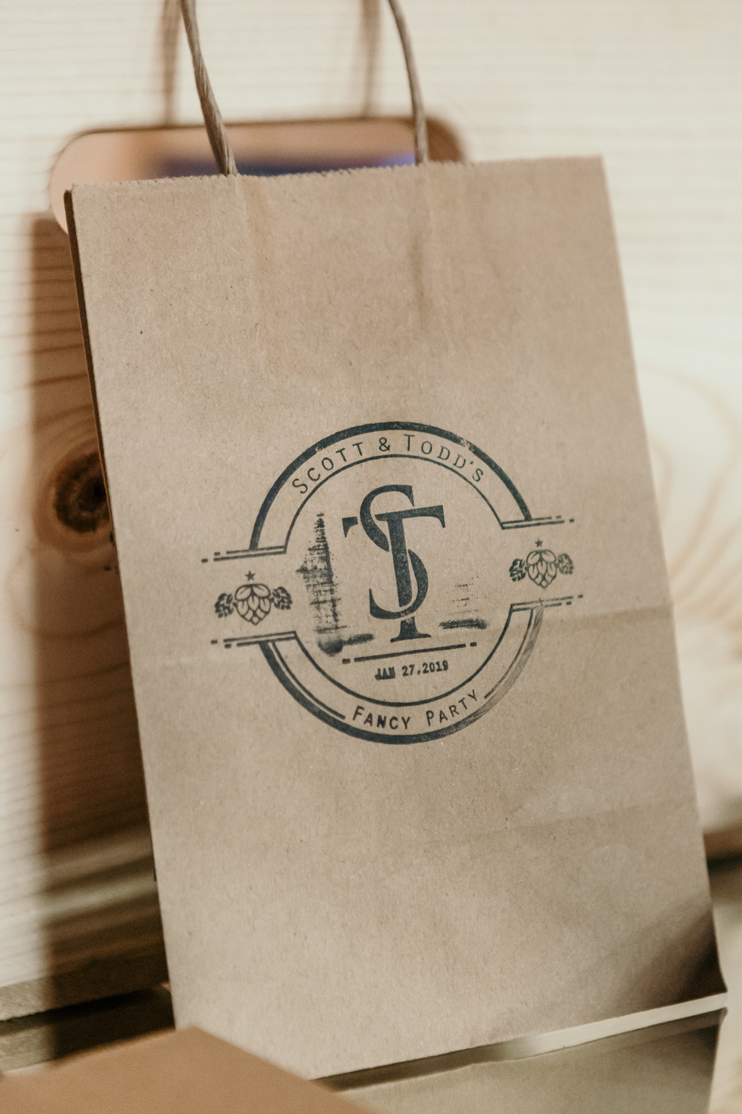 Personalized with Gay Grooms Wedding Monogram Brown Paper Bag Favors