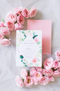 Romantic Pink and Greenery Watercolor Floral Wedding Stationery Invitation | Tampa Wedding Photographer Shauna and Jordon Photography