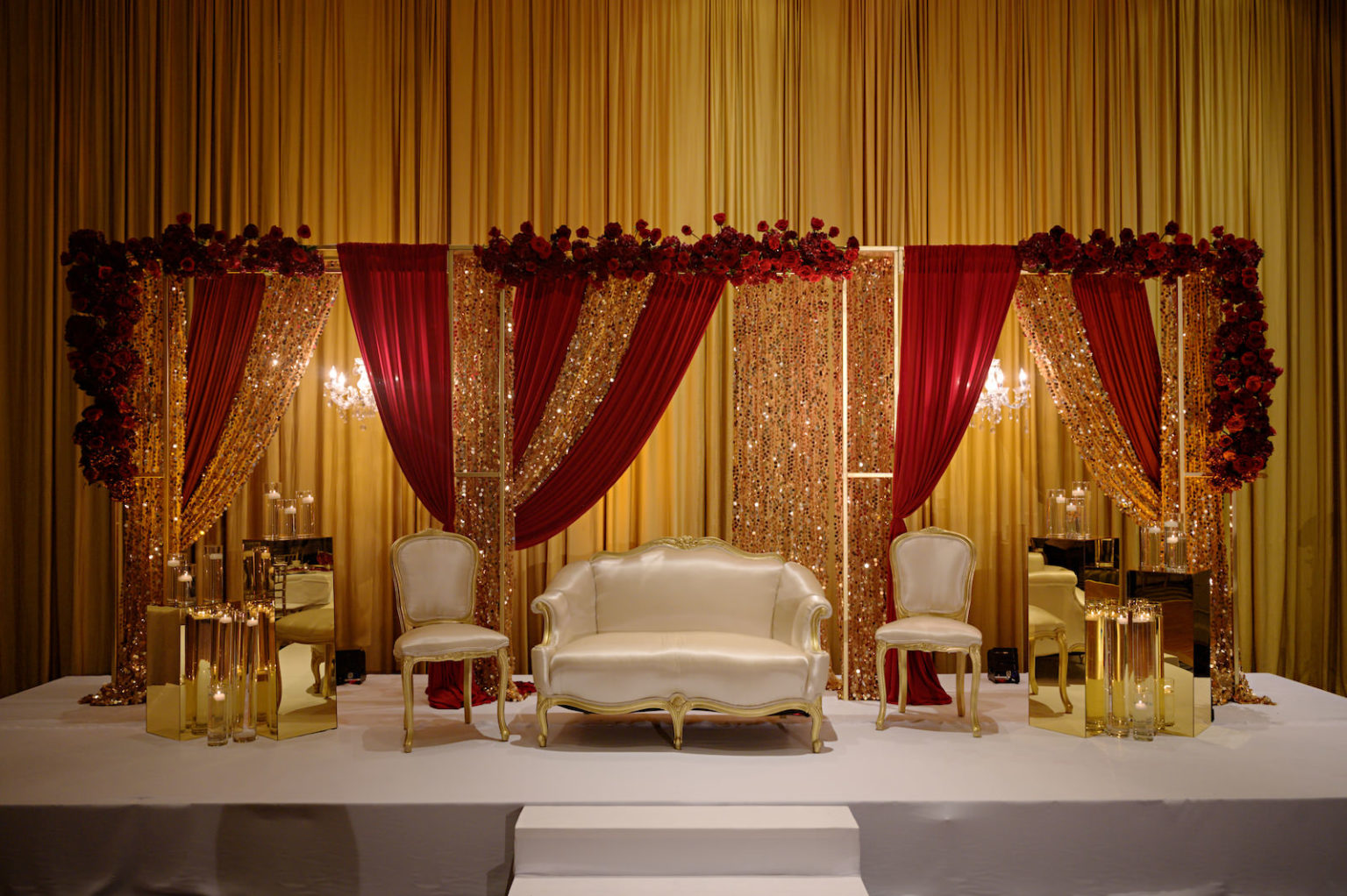 Elegant Florida Multicultural Indian Catholic Wedding Mandap with