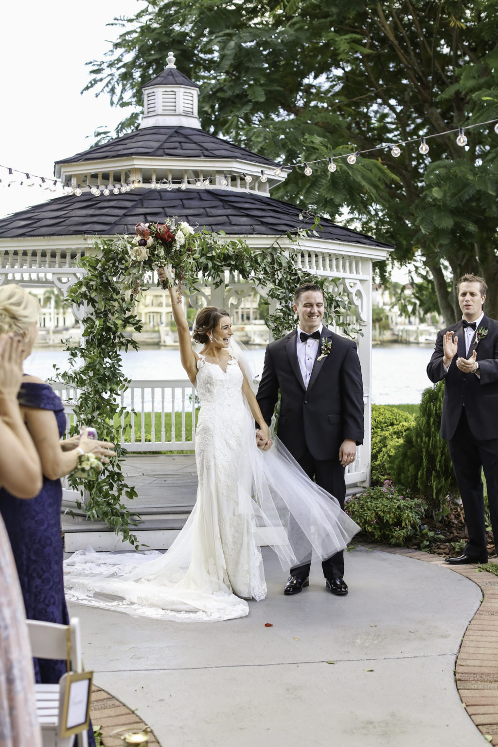 Excited Reaction of Bride and Groom Wedding Ceremony Portrait | Wedding Photographer Lifelong Photography Studio | Waterfront Tampa Wedding Venue Davis Islands Garden Club